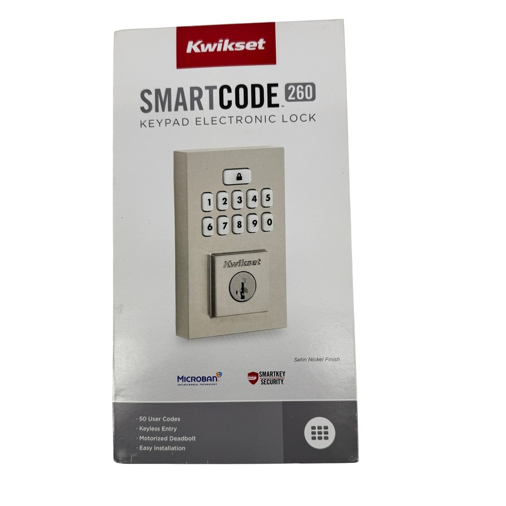 Kwikset SmartCode 260 Keypad Electronic Lock Satin Nickel Deadbolt Keyless Entry